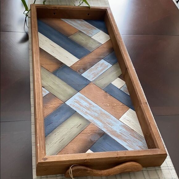 Pier 1 Farmhouse Large Wooden Tray - Picture 3 of 6